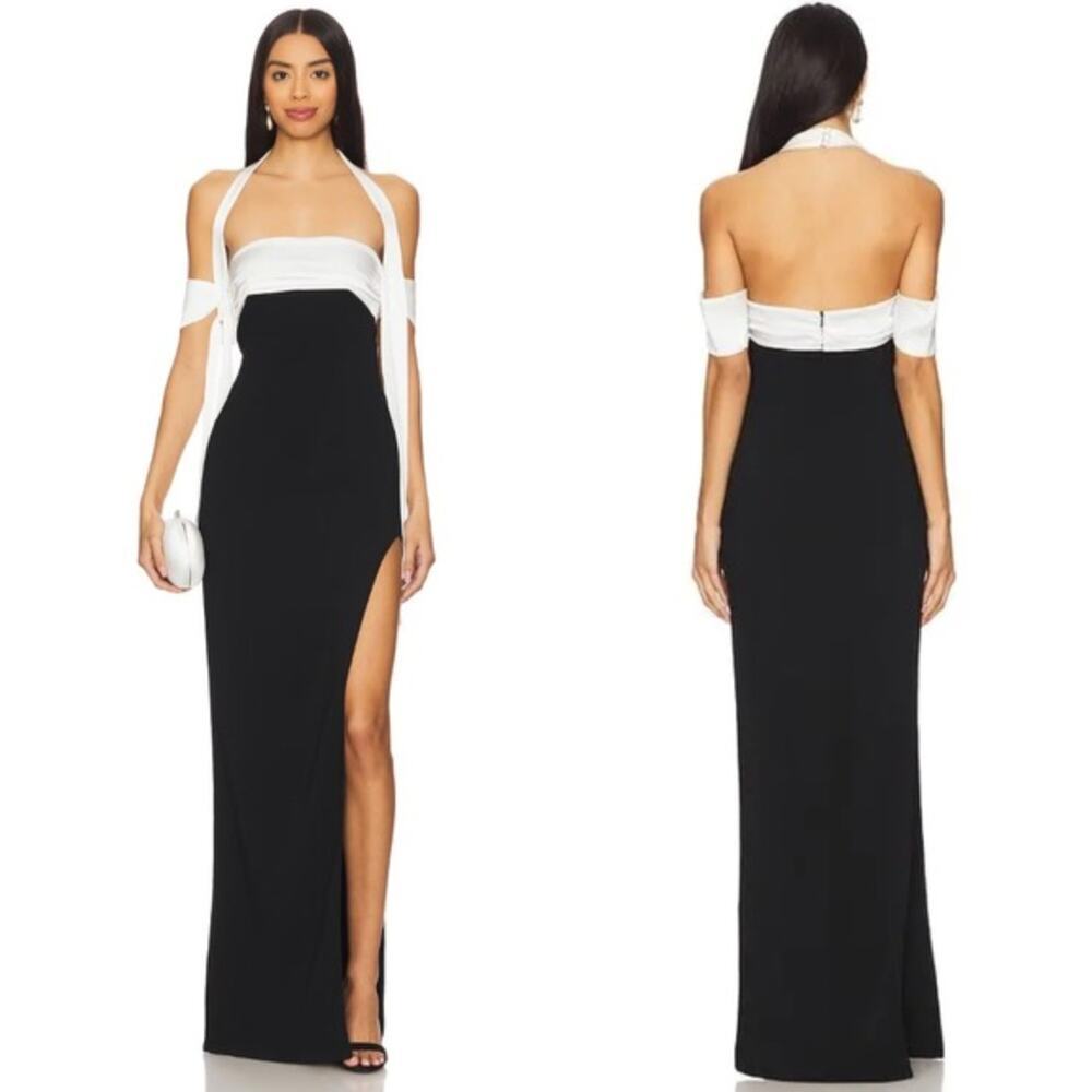 NWT REVOLVE Atoir Black White NWT  Small Eloise Dress Birthday Maxi Double Slit